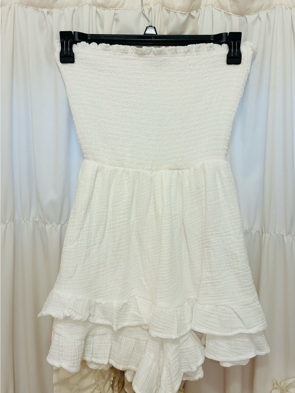White Strapless Ruffle Mini Romper Dress . 🌺NWOT